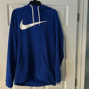 Nike Men’s blue dri-fit hoodie size large.
